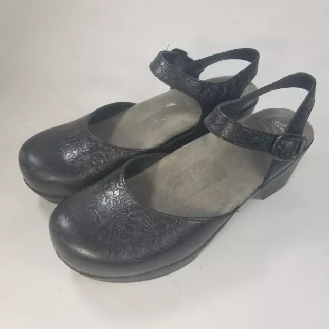 Dansko Sam Tooled Black Leather Mary Jane Clogs US Size 6.5-7 Buckle Ankle Strap Dansko Sam Tooled Black Leather Mary Jane Clogs US Size 6.5-7 Buckle Ankle Strap