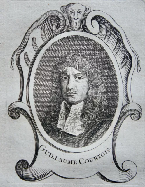 COURTOIS GUILLAUME (1626-1679) PORTRAIT GRAVURE DE 1745 , né à SAINT HIPPOLYTE