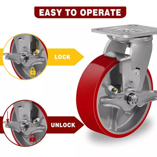 6 Inch Caster Wheels Heavy Duty,Capacity 1200-4800LB 3