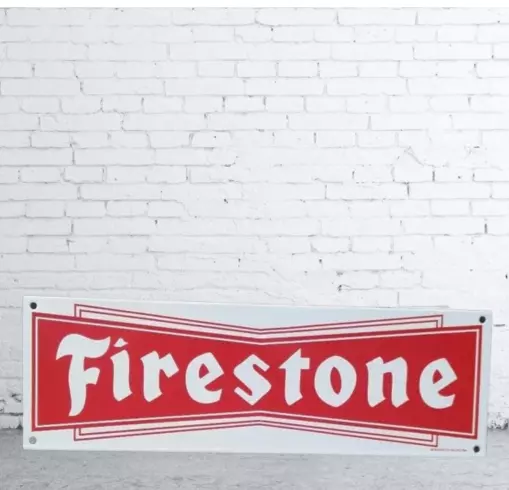 Firestone Advertising Porcelain Enamel Heavy Metal Sign 30 x 18  Inches  SS