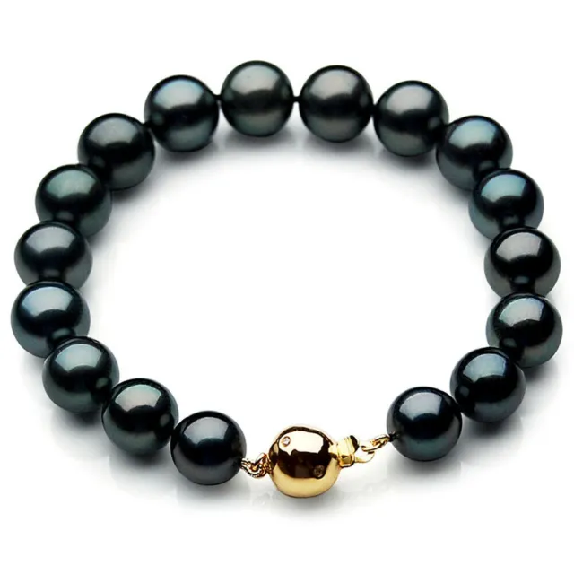 Pacific Pearls® Tahiti 10-12mm Or Diamant Perle Bracelets Cadeaux pour...
