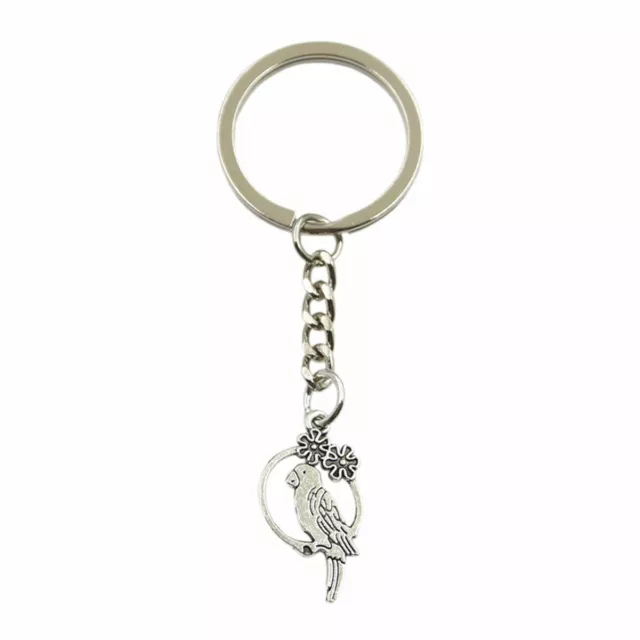 Birdcage Pendant Charms Metal Holder Chain Silver Jewelry Keychain Gift 1pc Set
