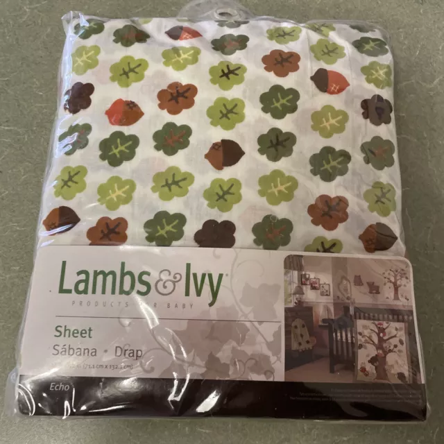 Lambs & Ivy Echo Forest Acorns Crib Sheet Nursery Cotton Baby NEW