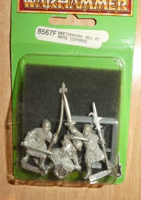 Metal Warhammer Fantasy Bretonnian Men-At-Arms Command OOP 8567F GAMES WORKSHOP