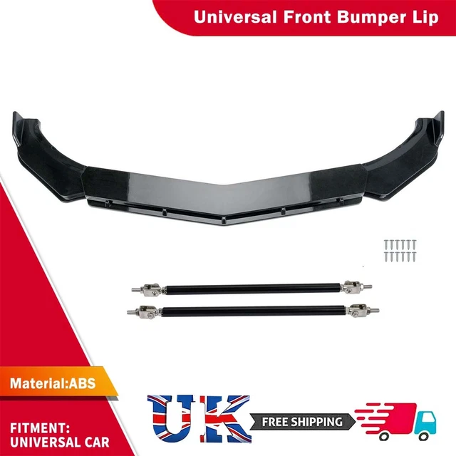 Black Front Bumper Lip Splitter Spoiler +Strut Rods For Range Rover For Defender