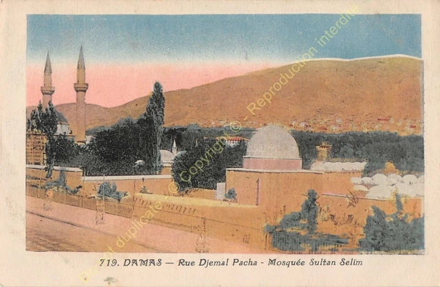 CPA Syria Damas Street Djemal Pacha Mosquée Sultan Selim Edit Ferid