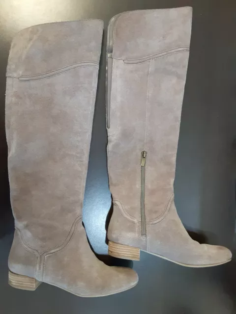 Enzo Angiolini Malaci Tall Suede Over Knee Taupe Riding Boots Sz 8