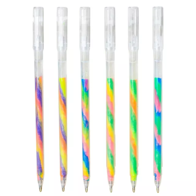 Sparkly Gel Pens | 6 Colors Fine Point Rainbow Gradient Pens Grip Colored Pencil