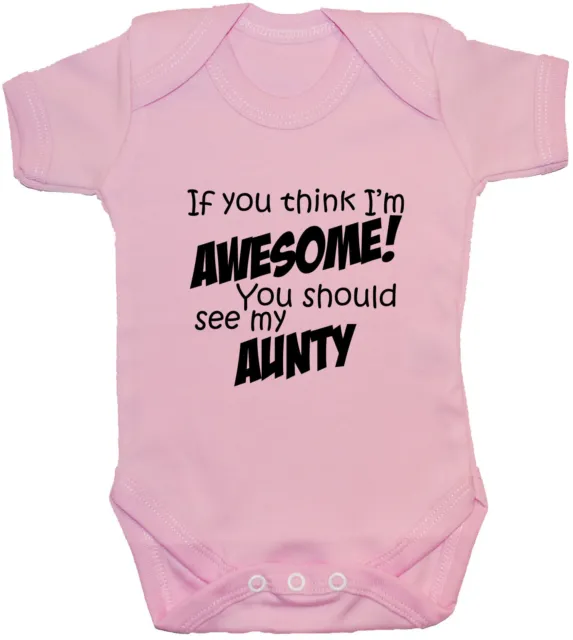 Awesome Aunty Baby Grow Bodysuit Romper Vest Newborn-24m Funny Gift Boy Girl