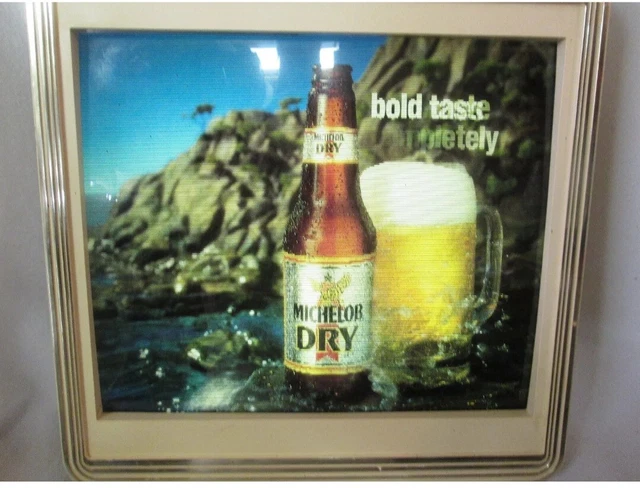 Vintage 1990 Michelob Dry Beer motion advertising lighted TV screen sign