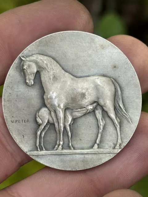 Médaille Argent Massif Concours Hippique 1932 Chevaux Service Vétérinaire Paris