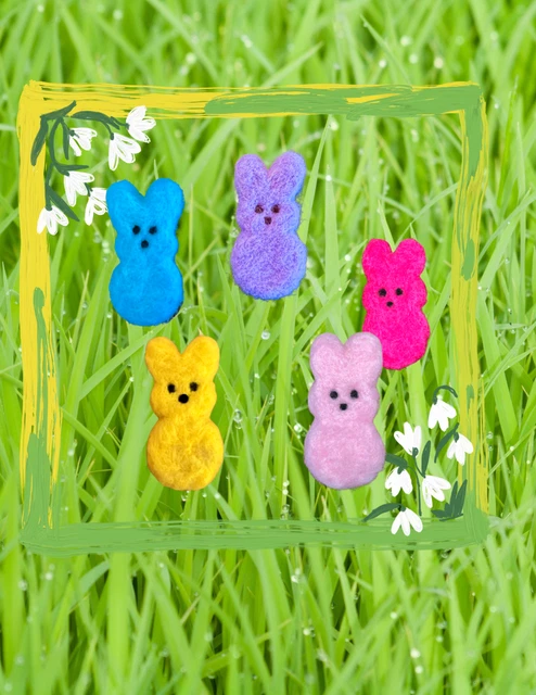 Fieltro Conejo de Pascua Peep 100% lana, fieltro conejo peep, bandeja en niveles decoración
