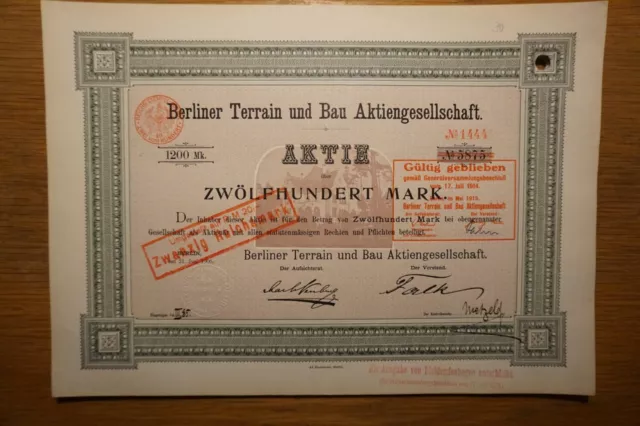 30x Berliner Terrain und Bau AG 1200 RM 1906