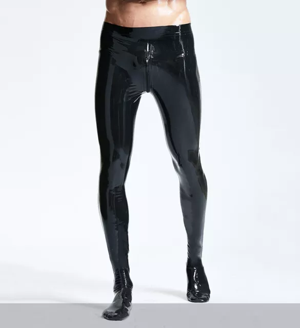 latex gummi leggings trouserse high waist with socks two way zip 0.4mm