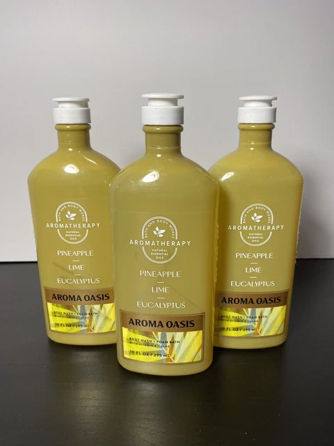 3x Bath & Body Works Aromatherapy Pineapple Lime Eucalyptus Body Wash Foam Bath
