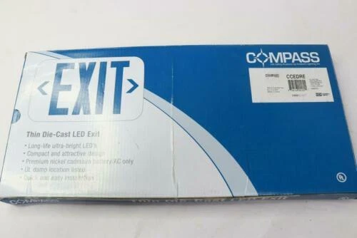 Hubbell Lighting Brushed Aluminum LED Exit Sign with Black Edges Integrated