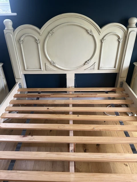 SOLID WOOD KING Size French Style Bed Frame - Cream / Ivory Shabby Chic ...