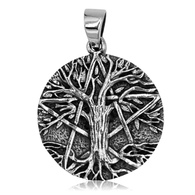 925 solid Sterling Silver Wicca Neo-Pagan Pentagram Tree of Life pendant