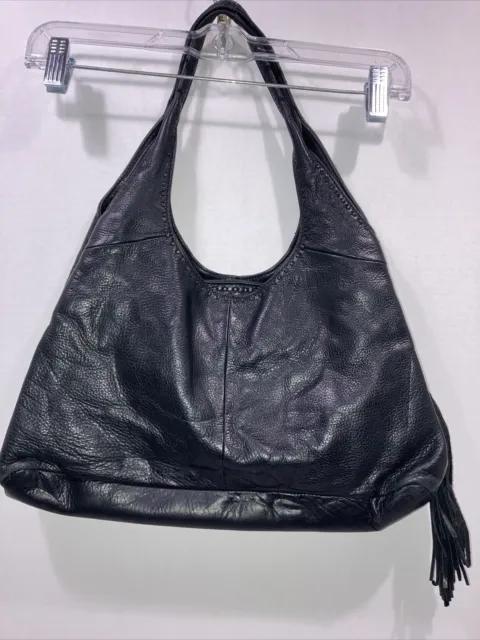 Sigrid Olsen Classic Hobo Pebble Leather Hand Bag Purse with Tassle