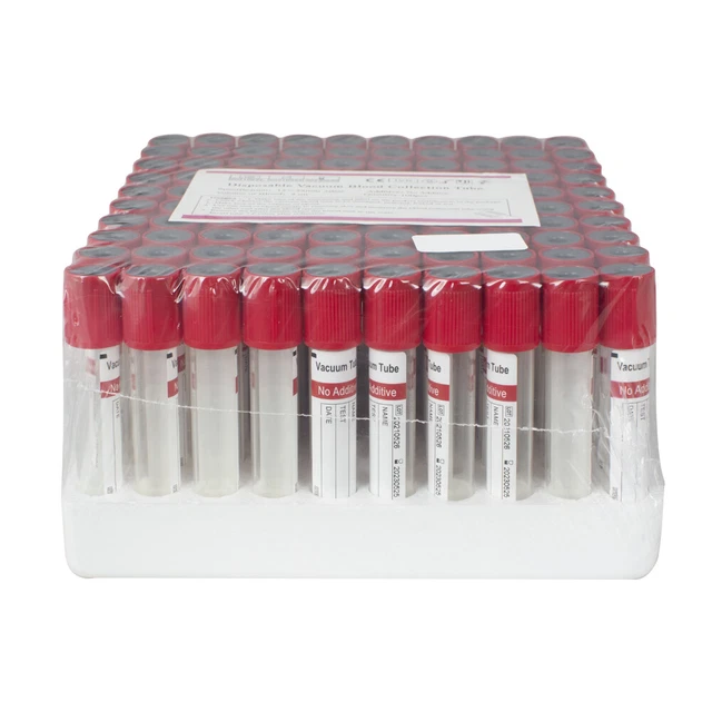 100PCS LAB STERILE Glass Vacuum Blood Collection Storage Tubes No