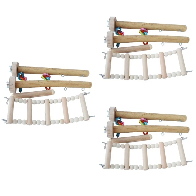 12 Pcs Vogel Holzleiter Vogelbiss-Spielzeug Papagei Spielständer Kauen Hölzern