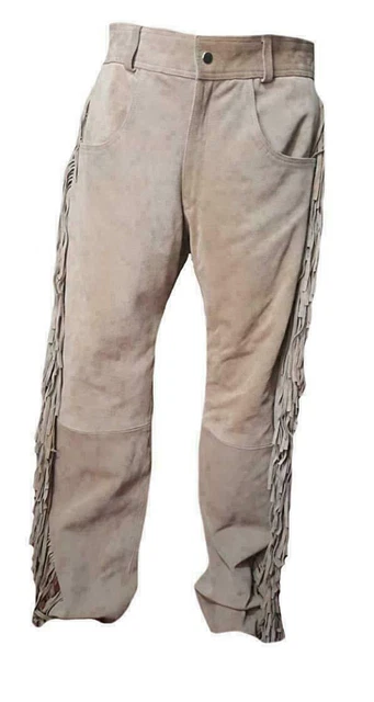 PAULGOS Pantalon en cuir véritable pour hommes - Tailles 44
