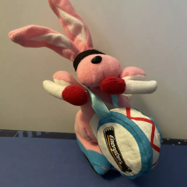 Vintage 1997 Mini Energizer Battery Bunny Pink Plush 4" Toy Stuffed Animal Drum