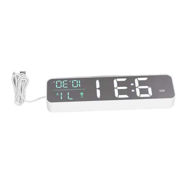 Horloge Miroir Réveil Multifonction Ultra-Silencieux Réglable En OB