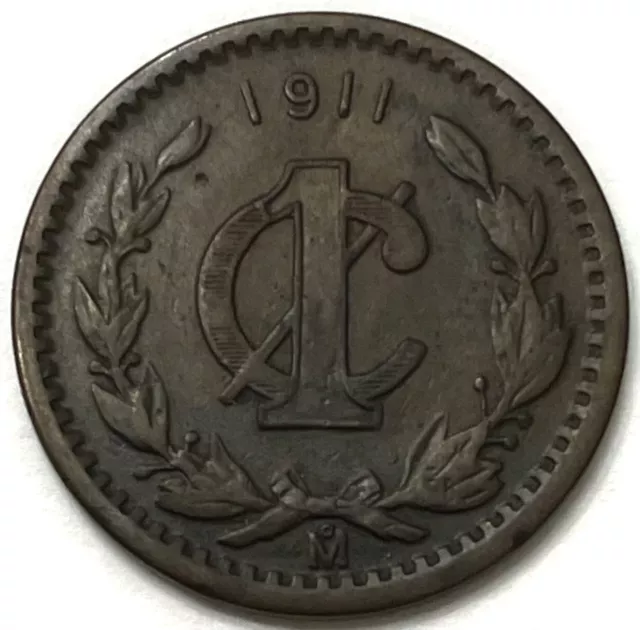 1911 Mo Mexico 1 Centavo Coin Mexico City Mint