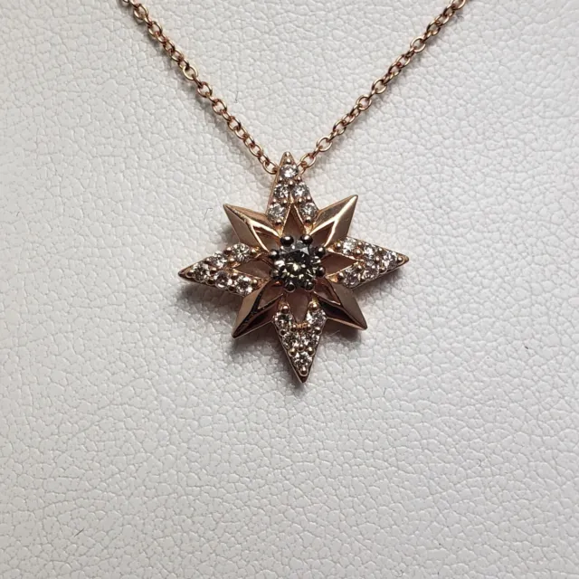 Le Vian 14k Strawberry Rose Gold Chocolate Vanilla Diamond Star Pendant Necklace