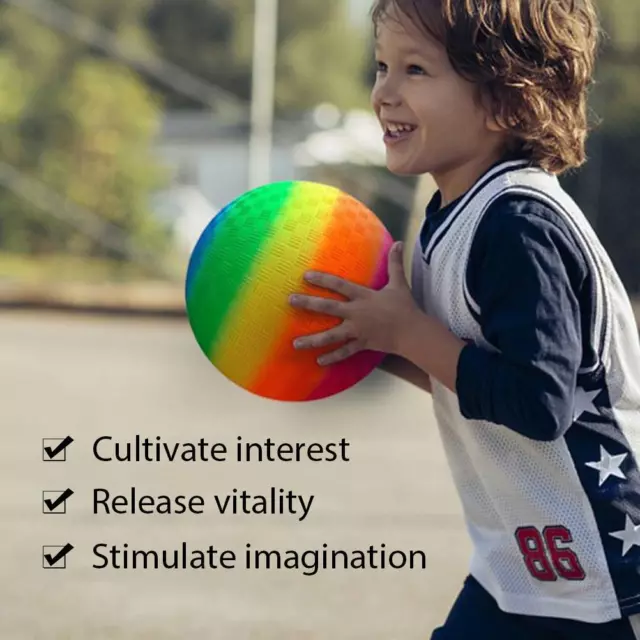 AU 8.5 Inch Gradient Rainbow Playground Ball For Kids Soft PVC Bouncy Kick Ball