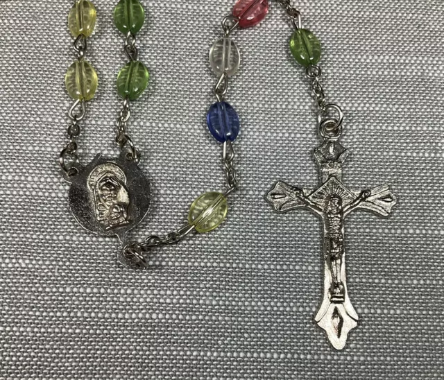 Vintage Rosary Fulton Sheen World Missions Multicolor Beads Christian H76