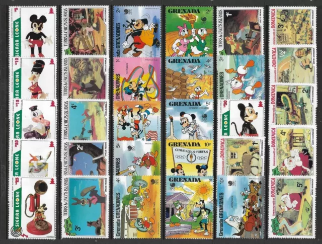 WALT DISNEY CARTOON STAMPS COLLECTION PACKET of 30 Different Stamps MNH (Lot 1)