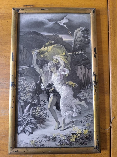 Soie Tissée Neyret Frères "Le Printemps" D'après Pierre Auguste Cot - Encadrée Sous Verre