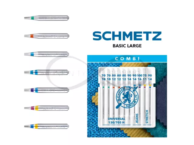 10x Schmetz Combi Large Sewing Machine Mixed Needles for John Lewis Models