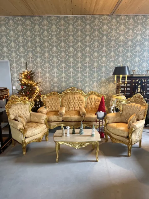 French Louis XV Antique Settee Baroque Style Sofa Set Sofa Set Gold
