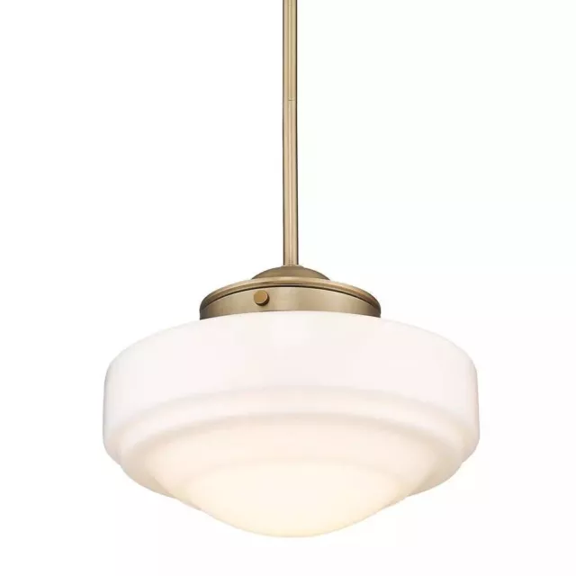 Golden Lighting Ingalls 1-Light Brass w/ Milk Glass Pendant Light