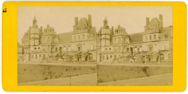 Stereo, France, Château de Fontainebleau, horseshoe staircase, circa 1870 V