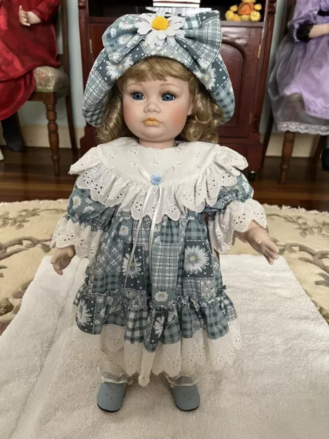 1994 Hillview Lane Porcelain Doll - Girl In Blue Daisy Dress