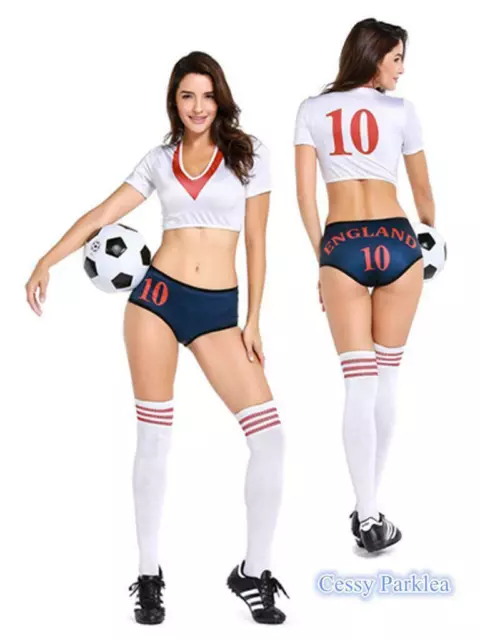 SEXY ENGLAND CHEERLEADER World Cup Football NFL Promo Sports Girl Costume 6  8 10 $22.95 - PicClick AU
