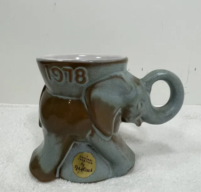 Vintage Frankoma 1978 GOP Political Elephant Mug Cup Blue