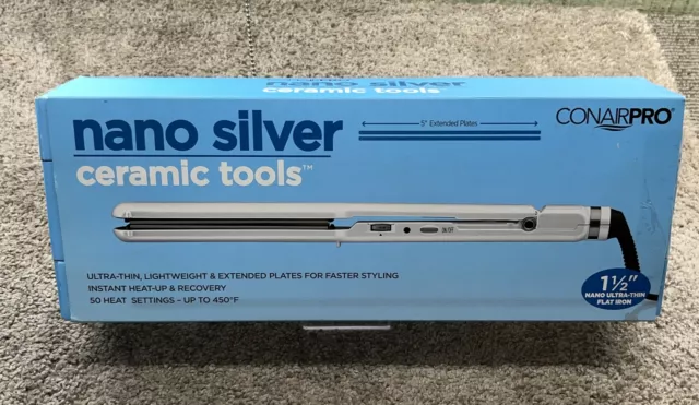 ConairPro Nano Silver Ceramic Tools 1 1/2” Flat Iron CPNS3073 92731