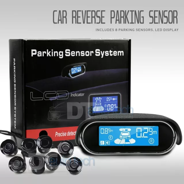 8 Parking Sensors LCD Car Auto Backup Reverse Rear Radar System Alert Alarm Kit