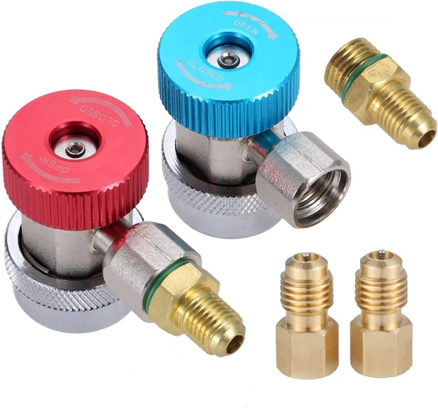 A/C R134A Quick Coupler Connector Adapters1/4 SAE HVAC Adapter Fittings