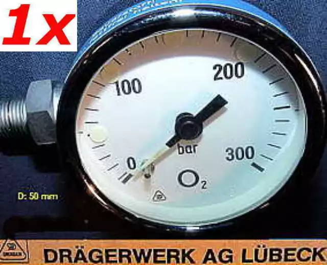 Dräger Sauerstoff Oxygen O2 Manometer 300 Bar neu in OVP Druckminderer Oxylog BW