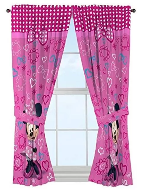 Minnie Mouse "Pink Bow-tique" Kids 63" Curtain Panel, Set of 2 - AB00BF6251K2