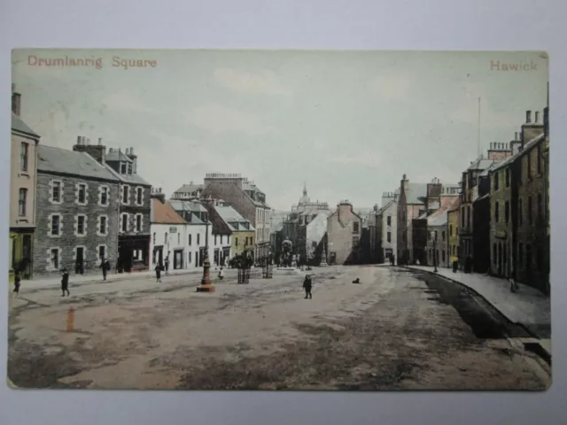 Drumlanrig Square Hawick Roxburghshire Vintage Postcard K36