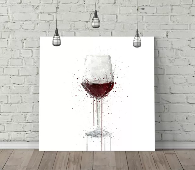 Wine Glass Splash Art Square Canvas Wall Art Float Effect/Frame/Poster Print-