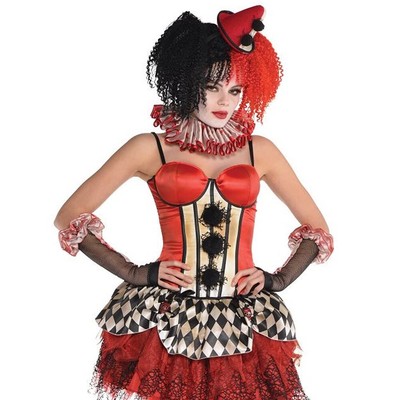 Donna Clown malvagio Corsetto Halloween Horror Spaventoso Killer Joker Costume 
