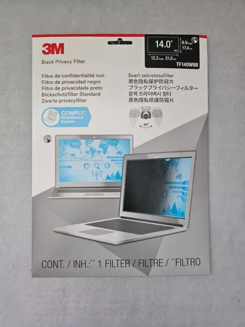 3M Privacy Filter Screen 14" Widescreen Laptop Comply PF140W9B System 16:9